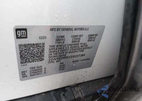 2025 Chevrolet Suburban 4Wd Z71 from USA, damaged, VIN 1GNS6DRD1SR227384